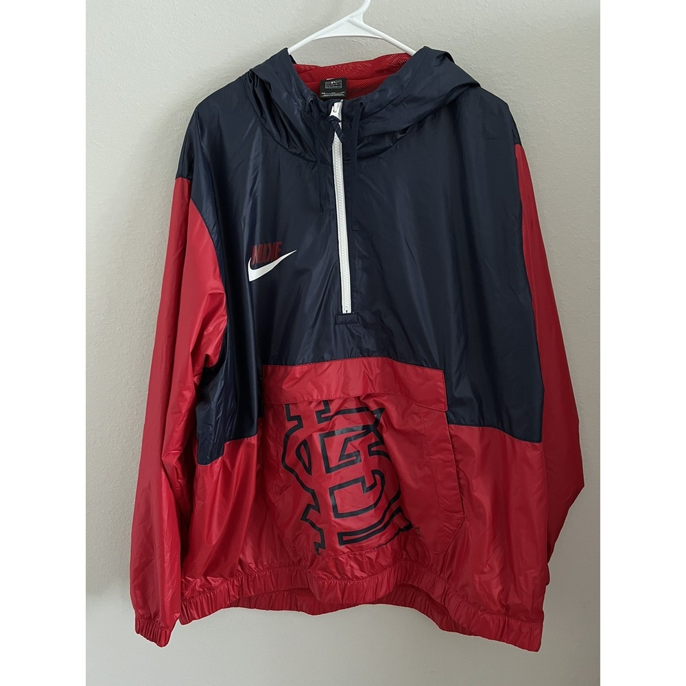 Men's 2XL NWOT St. Louis Cardinals Nike Navy‎ Anorak 1/2-Zip Pullover Jacket